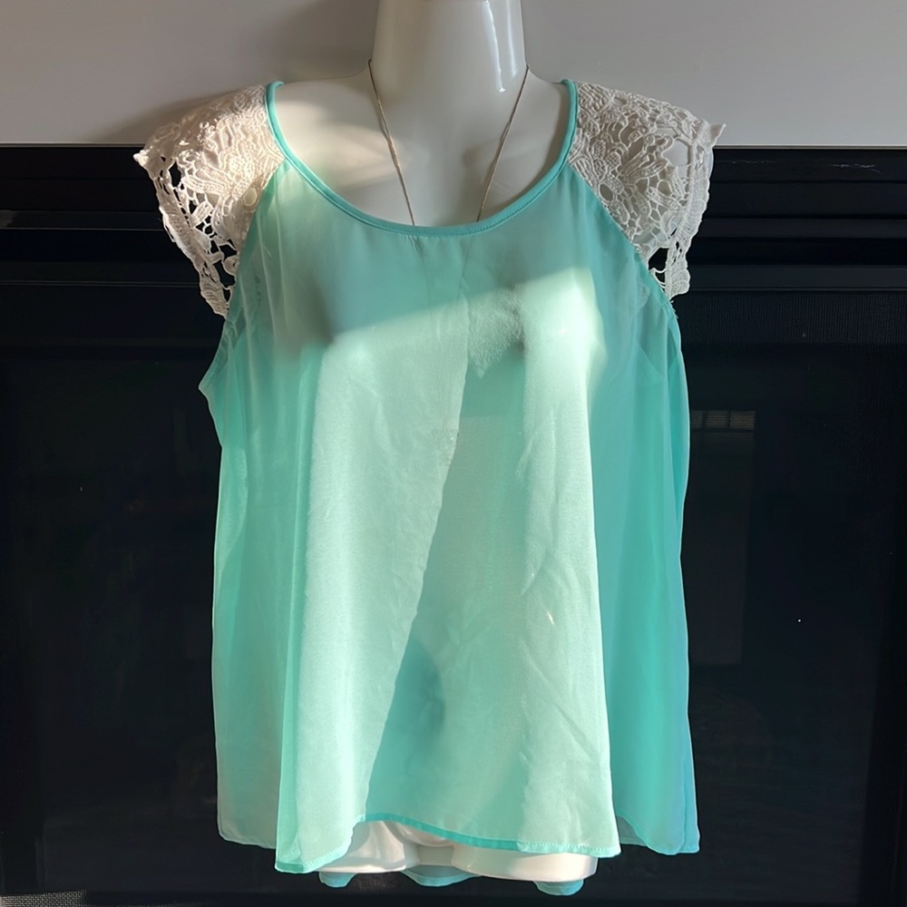Teal sheer top